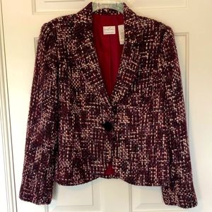 Emma James Tweed Jacket, Dark Red